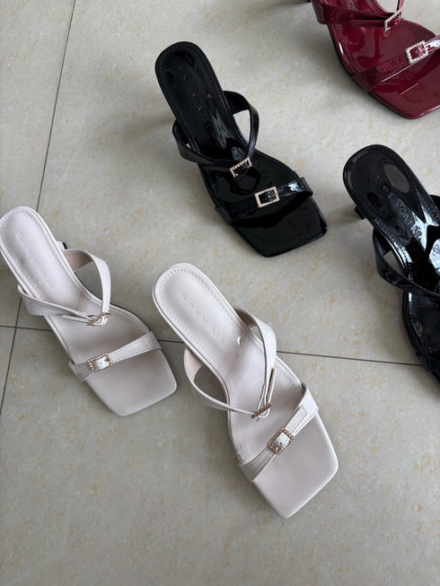 Square Open Toe Double Straps Heel